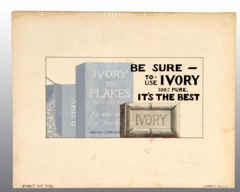 Appraisal: Original Artwork for Ivory Flakes Sign Description Early s Condition