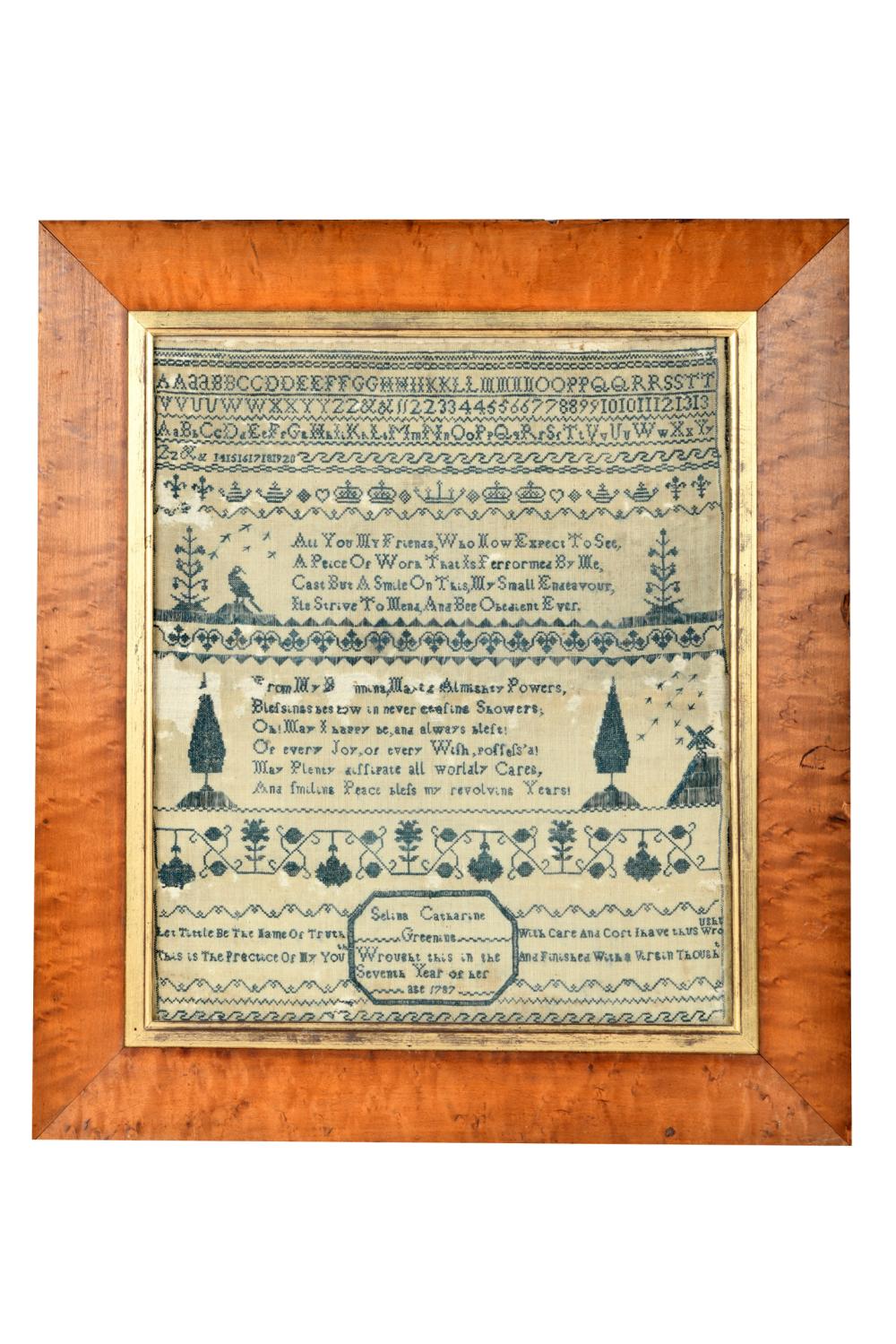 Appraisal: EMBROIDERED SAMPLERdated in the sampler Condition with loss throughout x