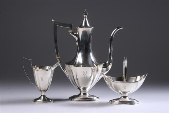 Appraisal: THREE-PIECE GORHAM STERLING SILVER COFFEE SERVICE Circa Plymouth pattern Including