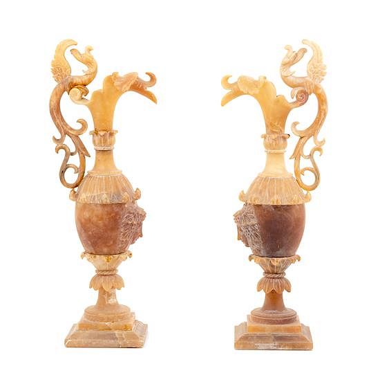 Appraisal: A Pair of Italian Carved Alabaster Ewers Height inches A