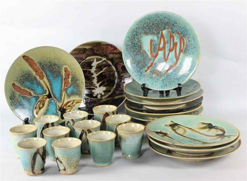 Appraisal: GROUP OF CONTEMPORARY ASIAN CERAMICS Including twelve Raku style blue