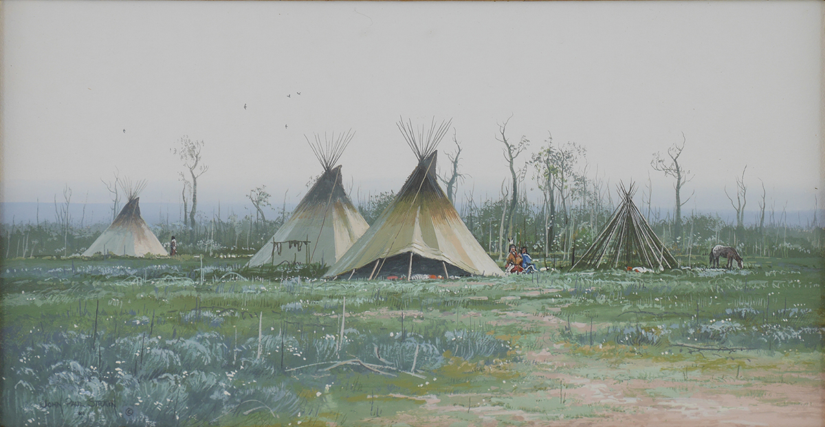 Appraisal: STRAIN John American - ''Misty Day - Summer'' Indian Encampment