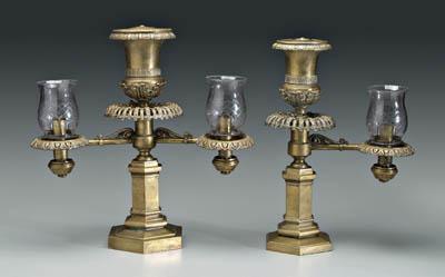 Appraisal: Two Charleston Argand lamps central two-globe lamp with one flanking