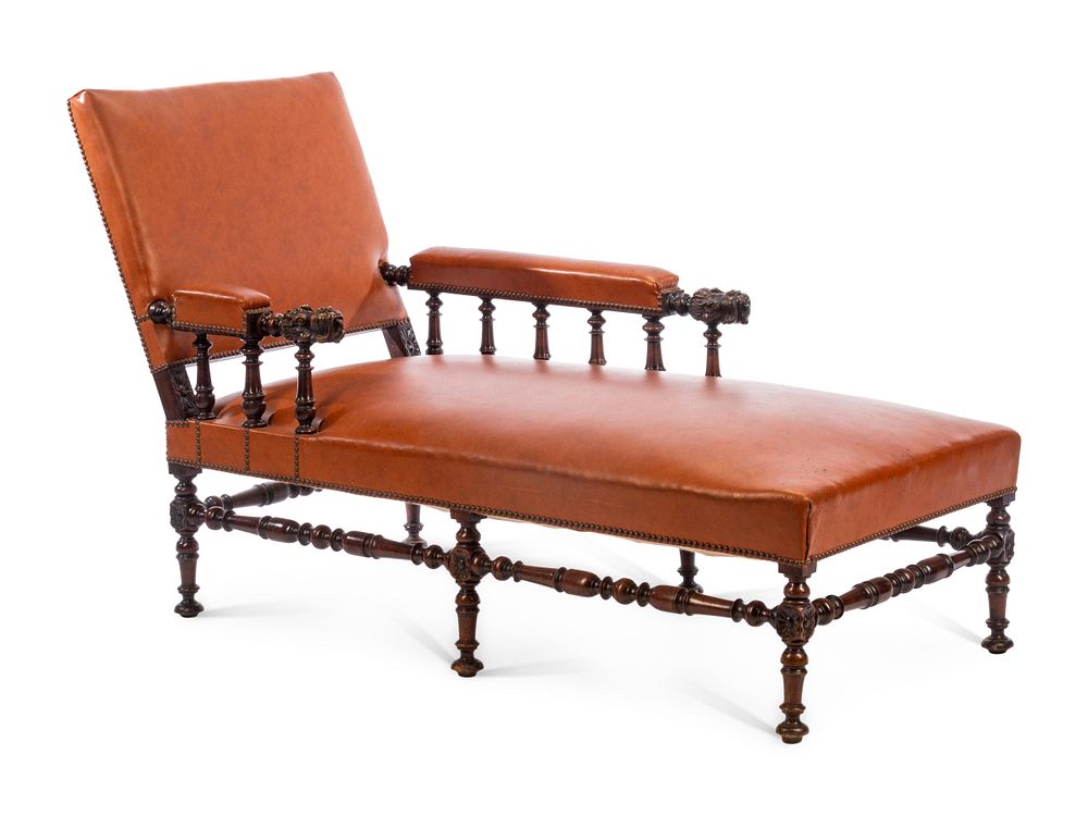 Appraisal: A Renaissance Revival Oak Chaise Longue A Renaissance Revival Oak