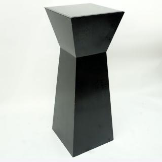 Appraisal: Modern Black Textured Lacquered Pedestal with Smoky Glass Top Some