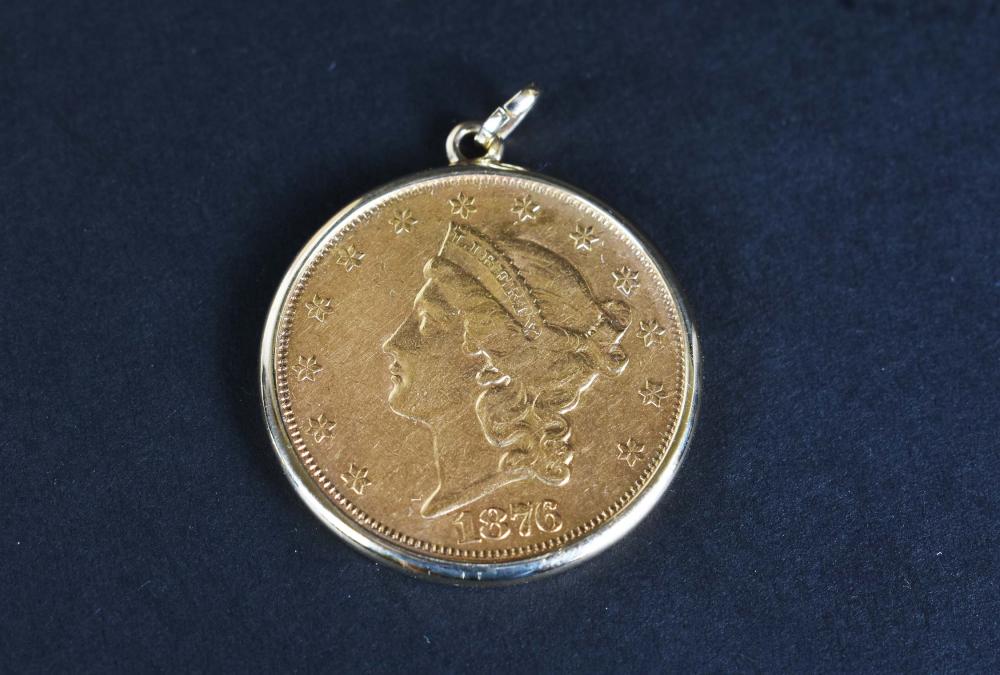 Appraisal: LADY LIBERTY GOLD COINMounted in a KT gold frame troy