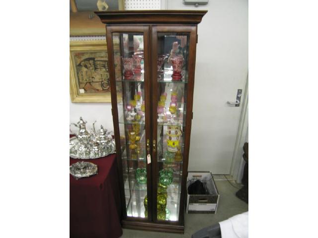 Appraisal: Display Cabinet glass doors sides mirrored back ' tall wide