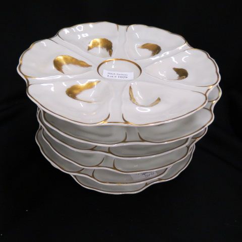 Appraisal: Set of Limoges Porcelain Oyster Plates gold on white excellent