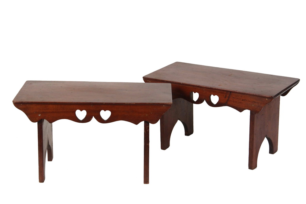 Appraisal: PAIR OF MAHOGANY FOOTRESTS - Pair of Small Stools in