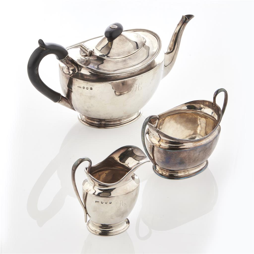 Appraisal: A three piece tea set Brook Sons Edinburgh comprising teapot