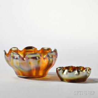 Appraisal: Tiffany Favrile Bowl and a Salt Art glass New York