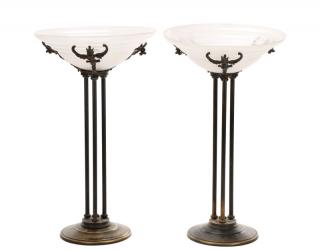 Appraisal: Pair Oscar Bach Style Torchiere Table Lamps Style of Oscar