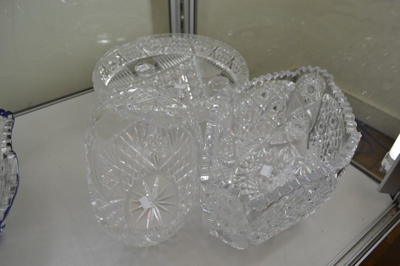 Appraisal: TWO EARLY TH CENTURY CUT CRYSTAL BOWLS AND A CRYSTAL