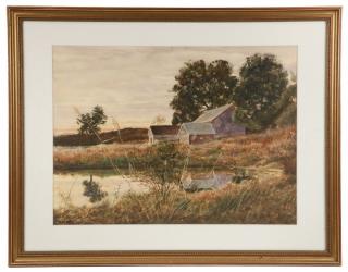 Appraisal: MARK WINSLOW POTTER CT - The Old Farm Pond watercolor