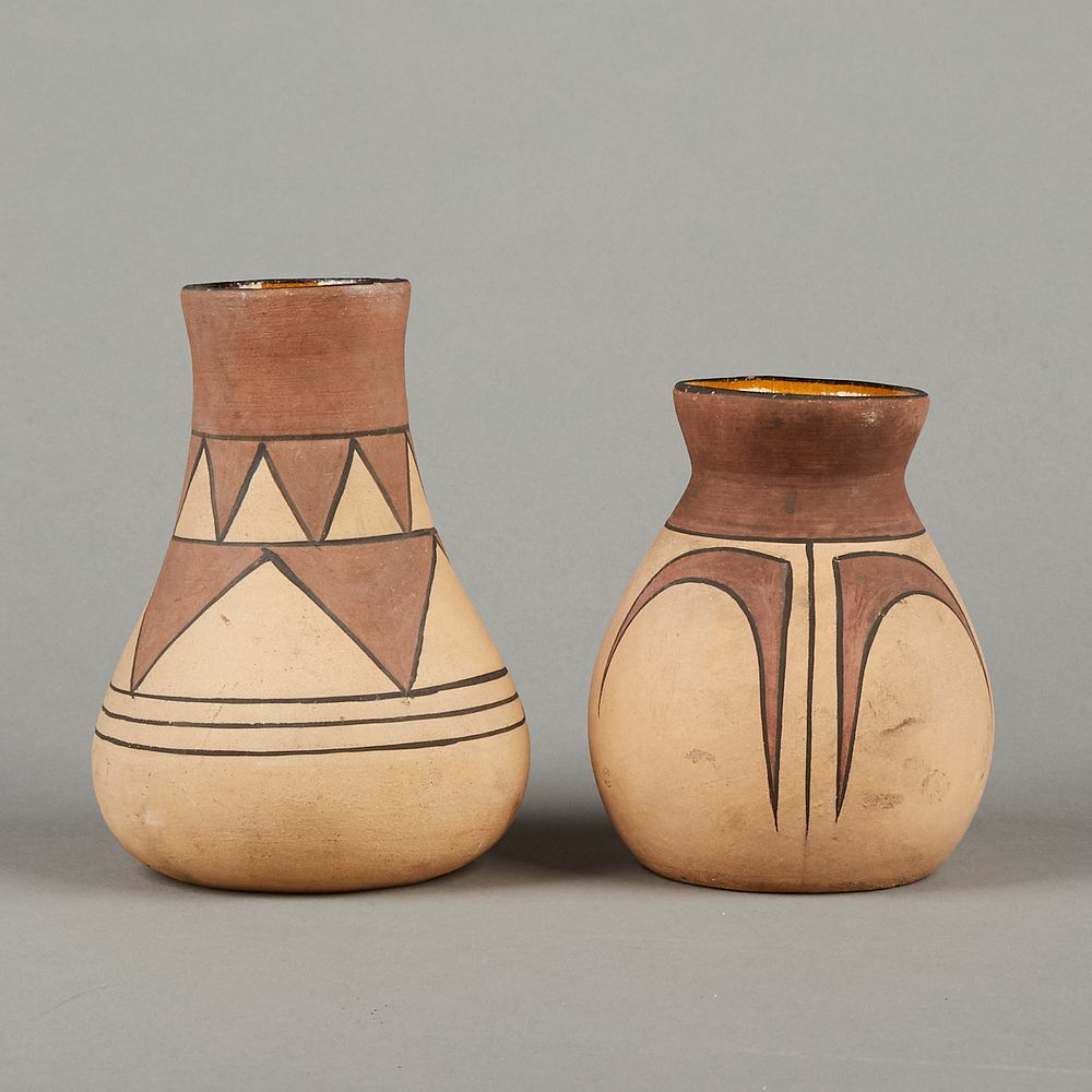 Appraisal: Pair of Owens Pottery Aborigine Vases Owens Pottery Ohio USA