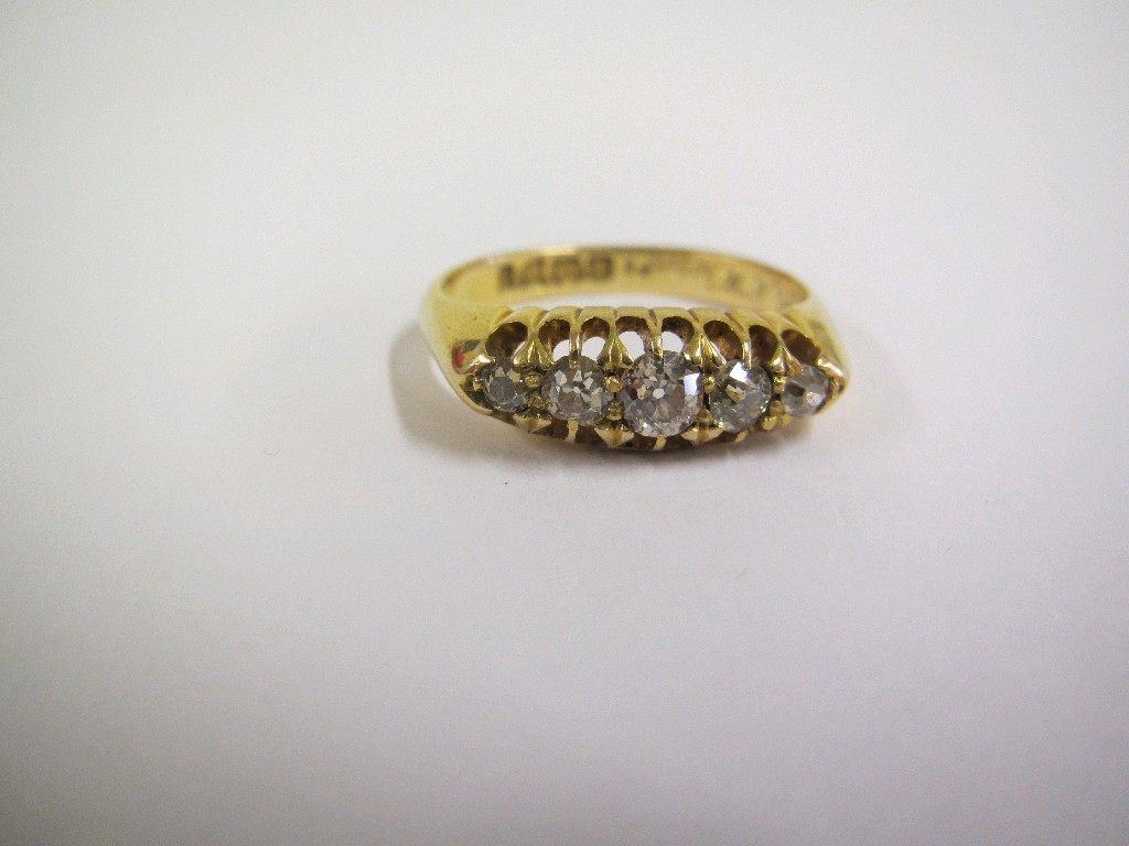 Appraisal: Victorian ct gold diamond five stone ring