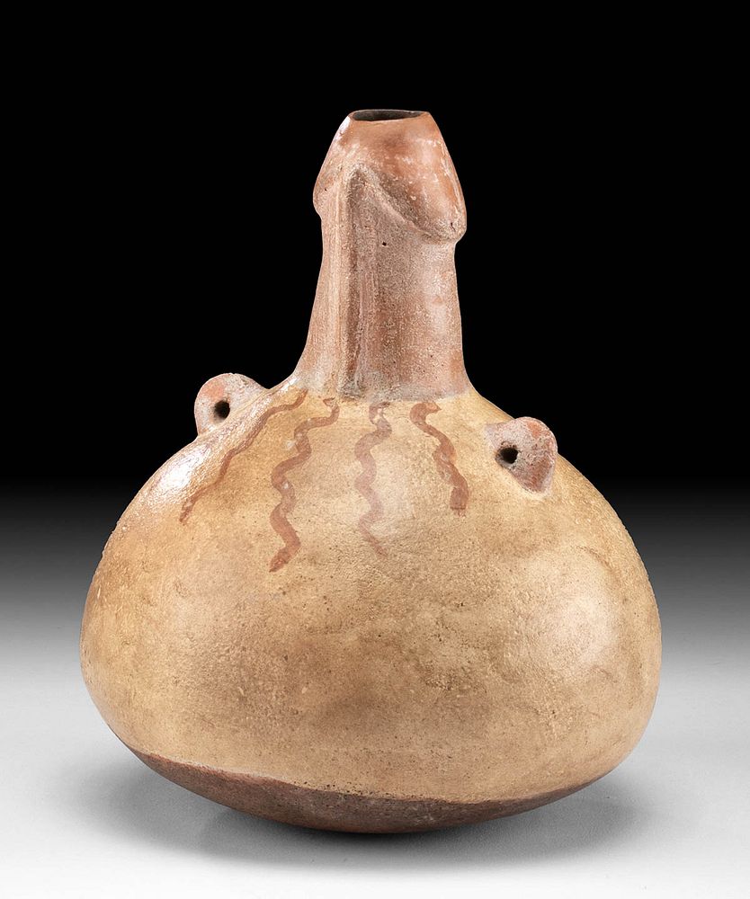 Appraisal: Rare Chorrera Pottery Phallus Bottle - TL Tested Pre-Columbian Ecuador