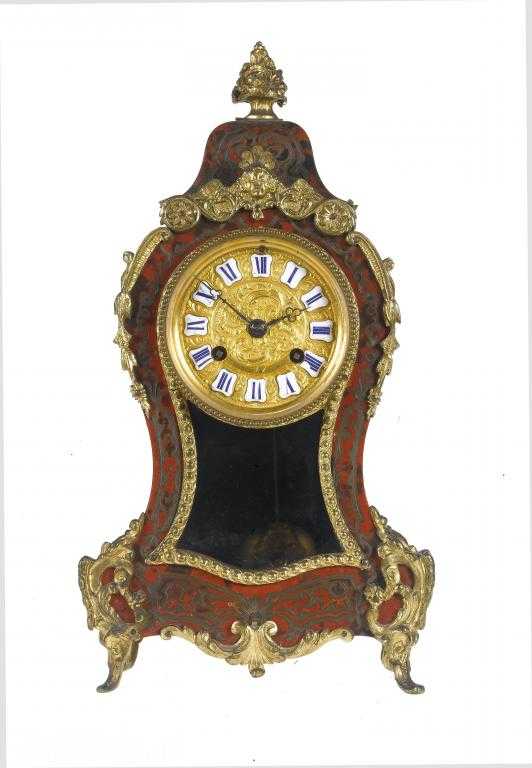 Appraisal: A FRENCH GILTMETAL MOUNTED BOULLE MANTEL CLOCK in Louis XV