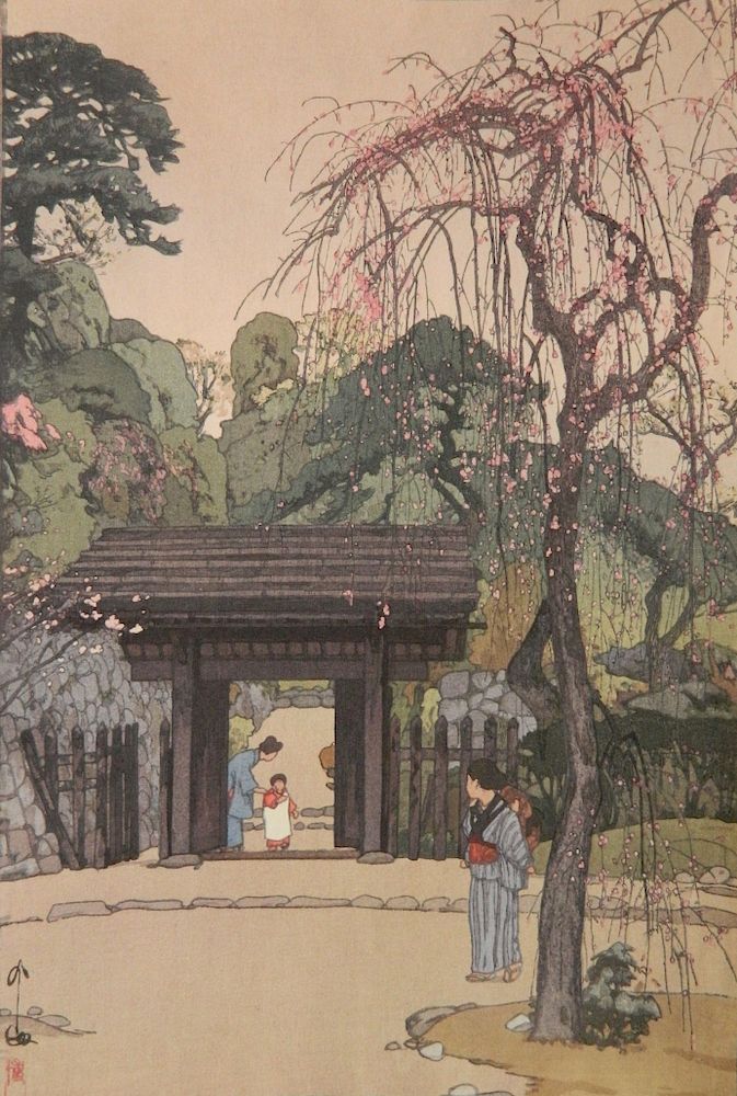 Appraisal: Hiroshi Yoshida woodblock Hiroshi Yoshida Japanese - - ''Plum Gateway''-