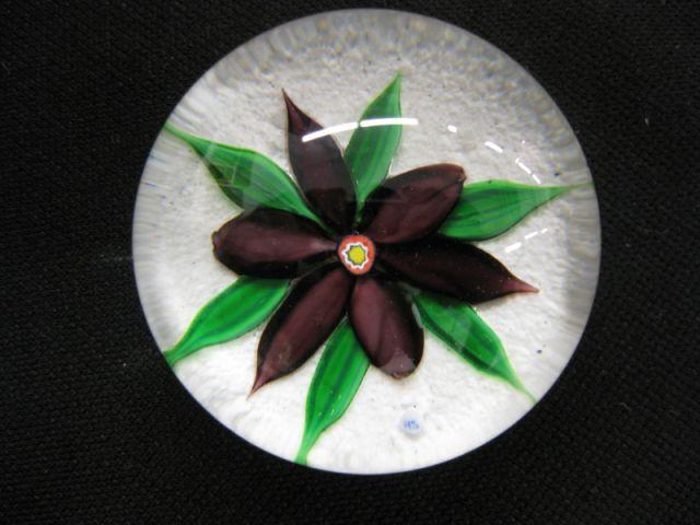 Appraisal: Art Glass Paperweight floral on snow field signed Hugh Edmund