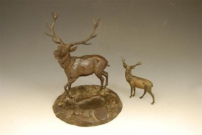 Appraisal: An Austrian cold painted bronze model of a standing stag