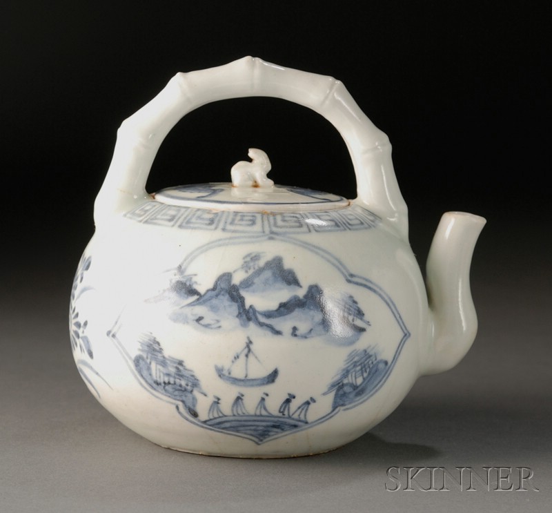 Appraisal: Porcelain Wine Ewer Korea Yi period th century bamboo-shaped handle