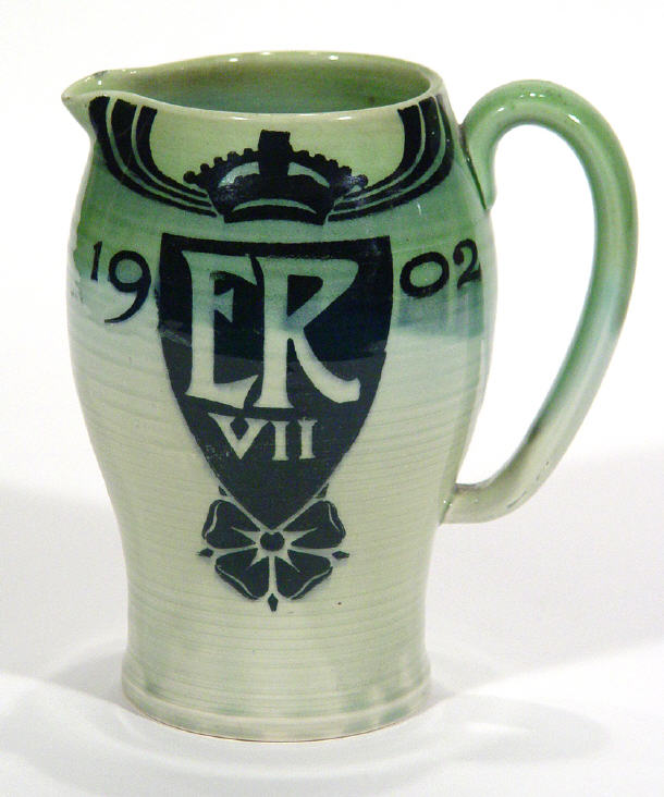 Appraisal: Mintons Successionist style Art Nouveau pottery commemorative jug dated printed