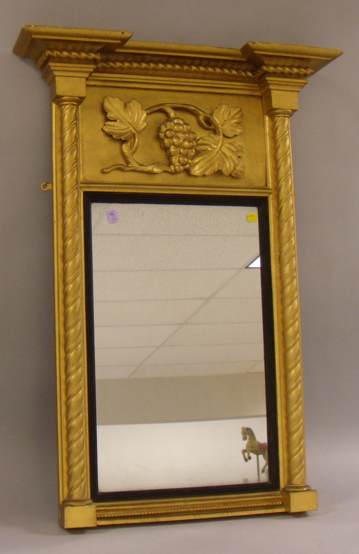 Appraisal: Gold-painted Classical Wood and Gesso Tabernacle Mirror lg in