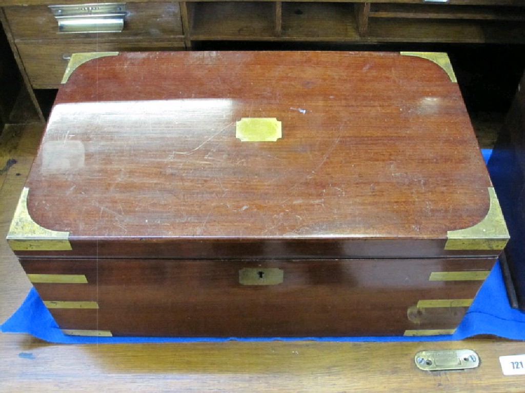 Appraisal: Brass bound mahogany writing box