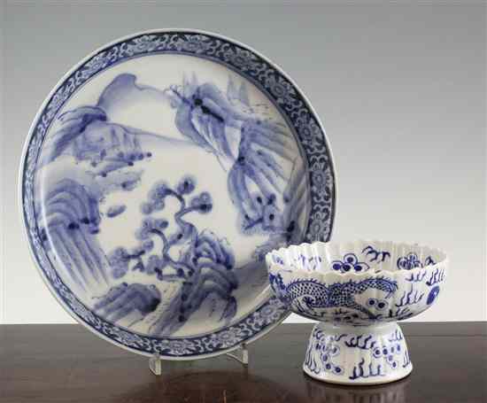 Appraisal: A Chinese blue and white footed 'dragon' bowl late th