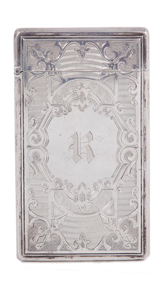 Appraisal: American coin silver card case Albert Coles New York circa