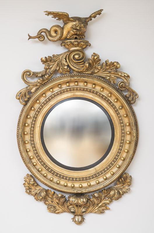 Appraisal: FINE REGENCY GILTWOOD CONVEX MIRROR The circular convex mirror within