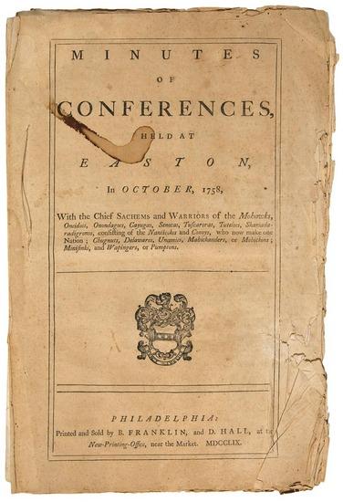 Appraisal: FRANKLIN Benjamin printer Minutes of Conferences Held at Easton In