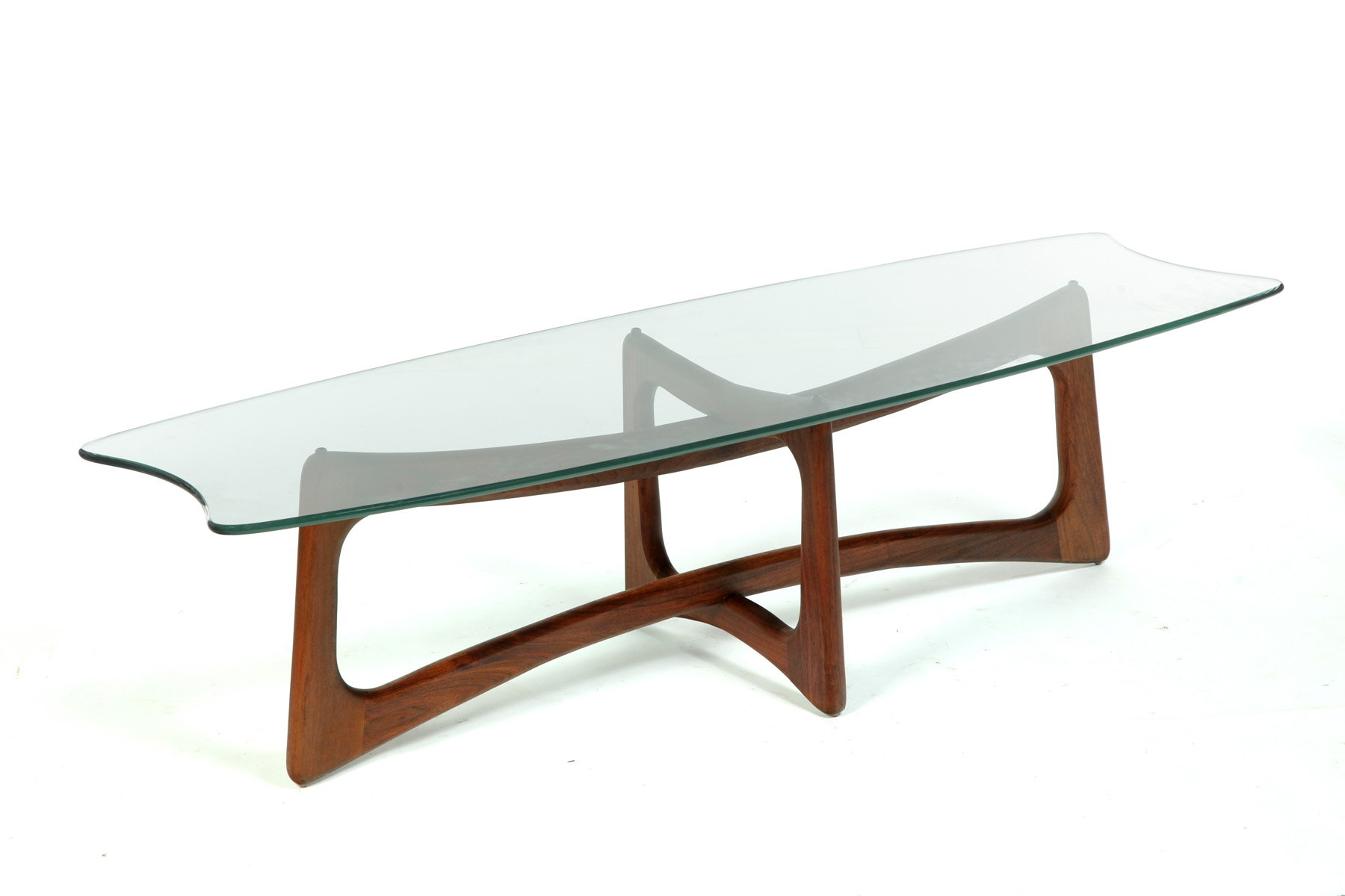 Appraisal: ADRIAN PEARSOLL COFFEE TABLE Mid- th century walnut and glass