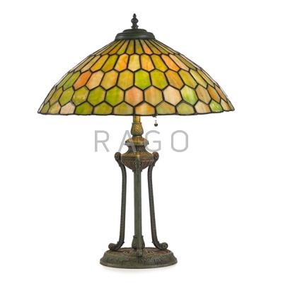 Appraisal: LIGHTING Table lamp with shade in honeycomb pattern on neoclassical