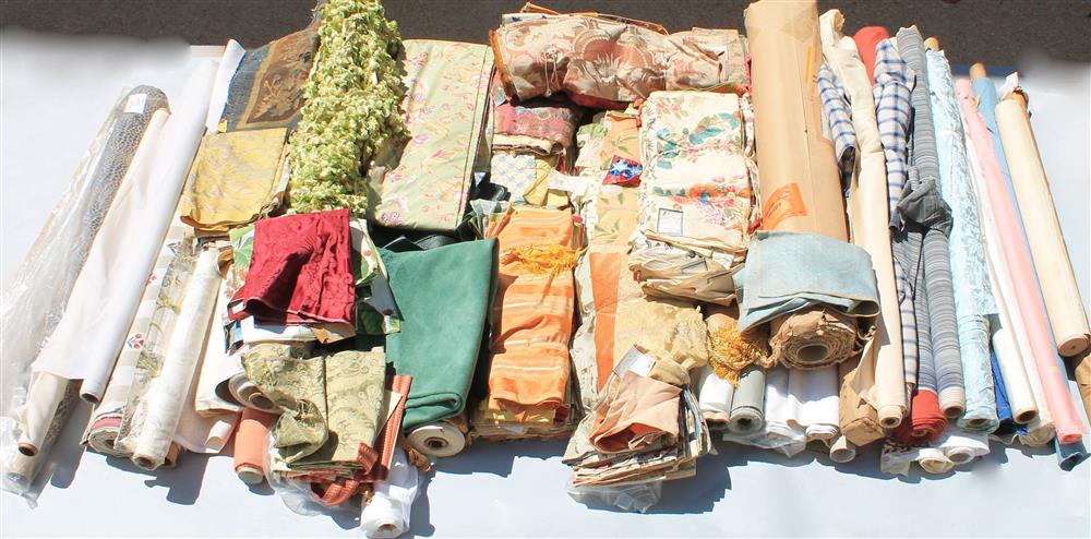 Appraisal: MISCELLANEOUS ROLLS OF DECORATOR FABRIC REMNANTS INCLUDING MANY ON ROLLS