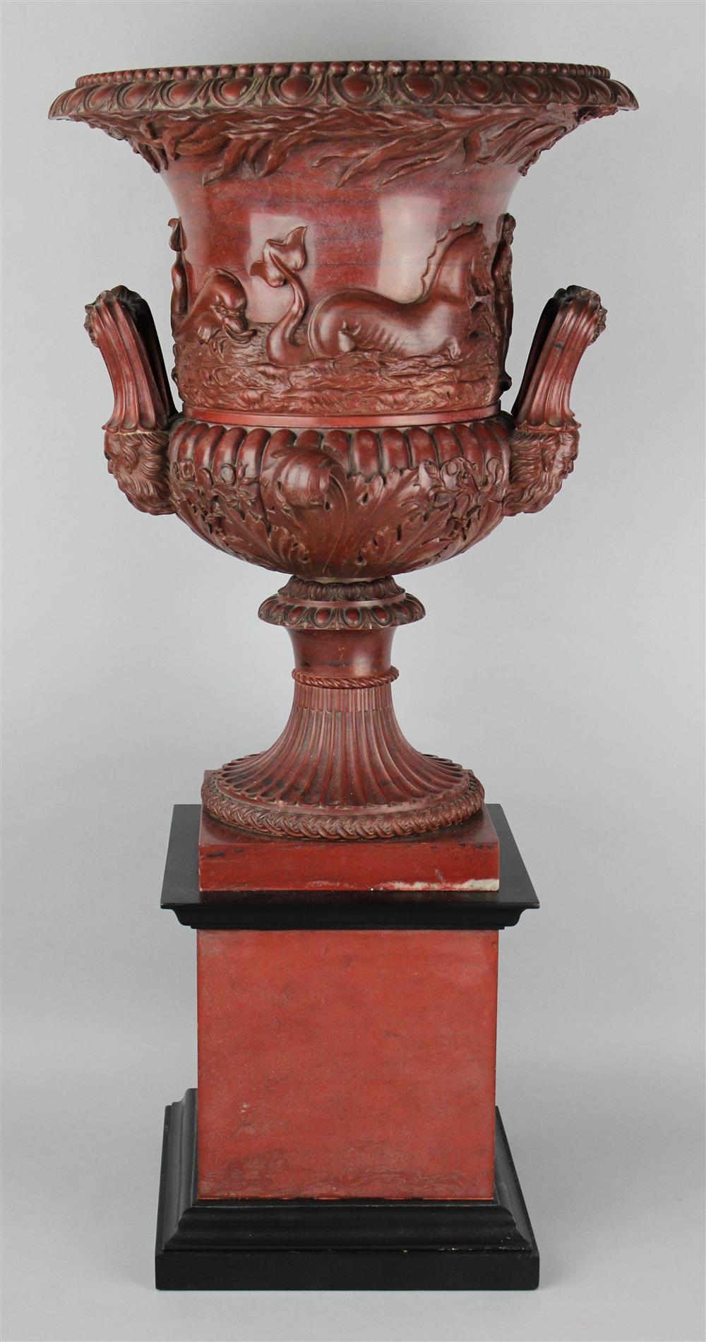 Appraisal: BENEDETTO BOSCHETTI ITALIAN ROSSO ANTICO LARGE CAMPANA URN ON STAND