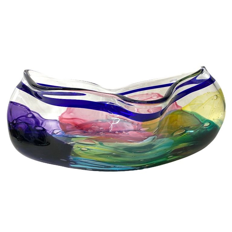 Appraisal: Large Hand Blown Art Glass Console Bowl Large and Heavy