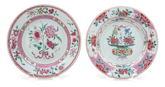 Appraisal: Sale Lot Two Chinese Export Famille Rose Porcelain Plates th