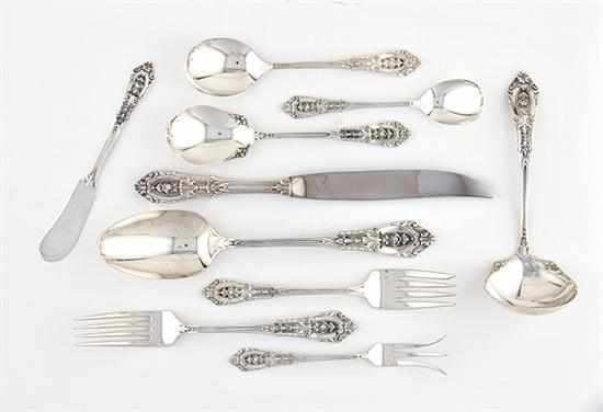 Appraisal: Wallace sterling flatware service Connecticut circa Rose Point pattern comprising