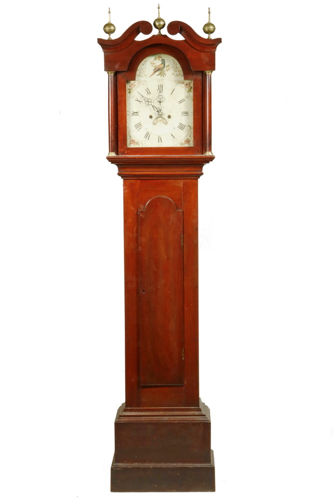 Appraisal: AMERICAN COLONIAL TALL CLOCK th c Chippendale Mahogany Case Clock