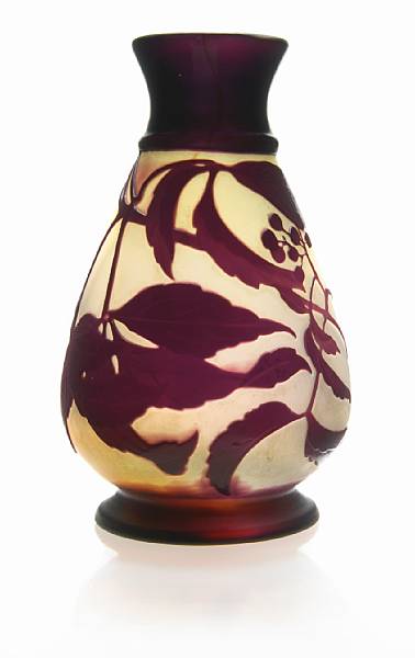 Appraisal: A Gall cameo glass vase early th century signed in