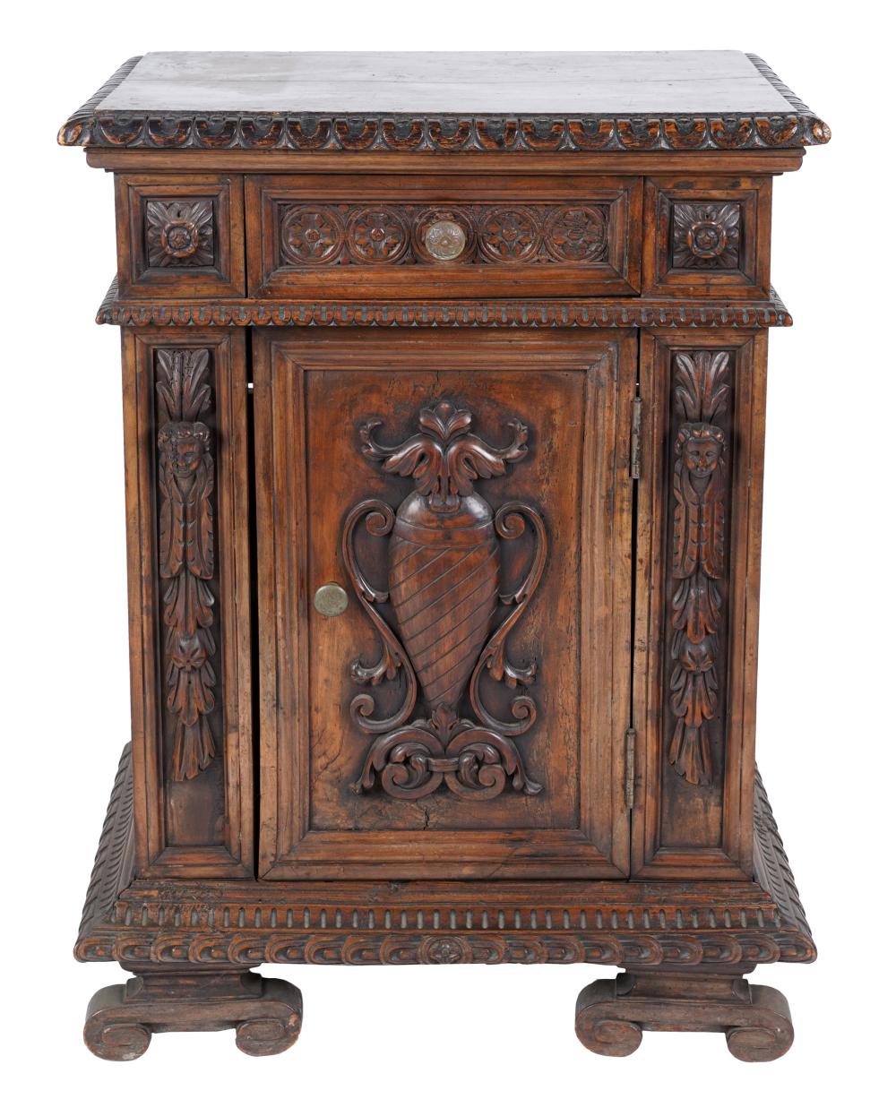 Appraisal: ITALIAN BAROQUE STYLE WALNUT CREDENZAassembled from parts of various dates