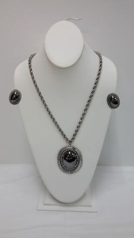 Appraisal: Whiting David Faux Hematite Necklace Earrings Type Produced by Whiting