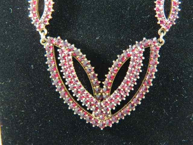 Appraisal: Garnet Necklace well over gems in vermeil setting '' long