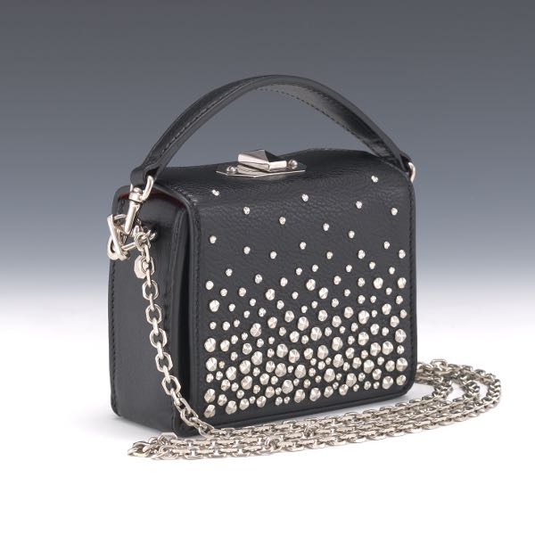 Appraisal: ALEXANDER MCQUEEN BLACK STUDDED MINI BOX x x Black leather