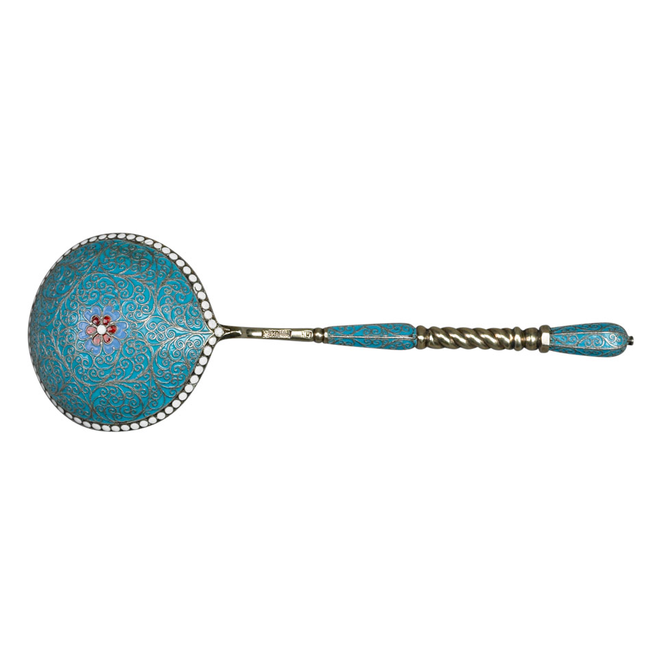 Appraisal: Russian Silver and Cloisonn Enamel Spoon Gustav Klingert Moscow assaymaster