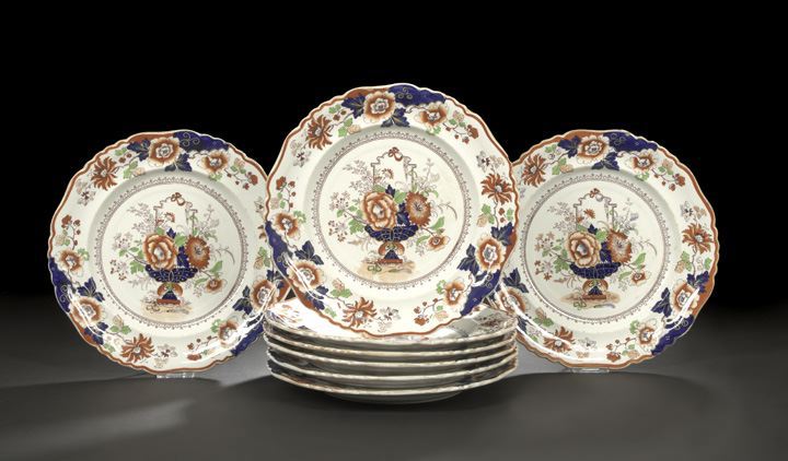 Appraisal: Suite of Eight English Ironstone Dinner Plates th century each