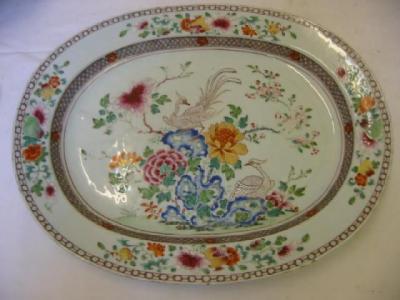 Appraisal: A CHINESE PORCELAIN DISH of oval form enamelled with two