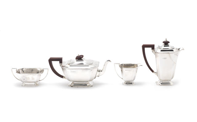 Appraisal: A silver four-piece tea service by Adie Bros Birmingham Comprising